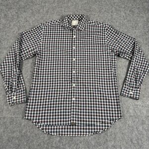 Billy Reid Dress Shirt Men's Size L Standard Cut Button Up Plaid‎ Pocket Checker